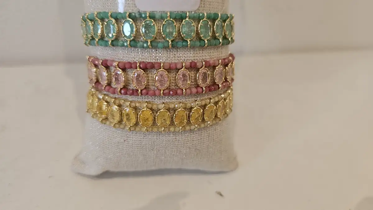 Bracelet tissé pierre naturelle