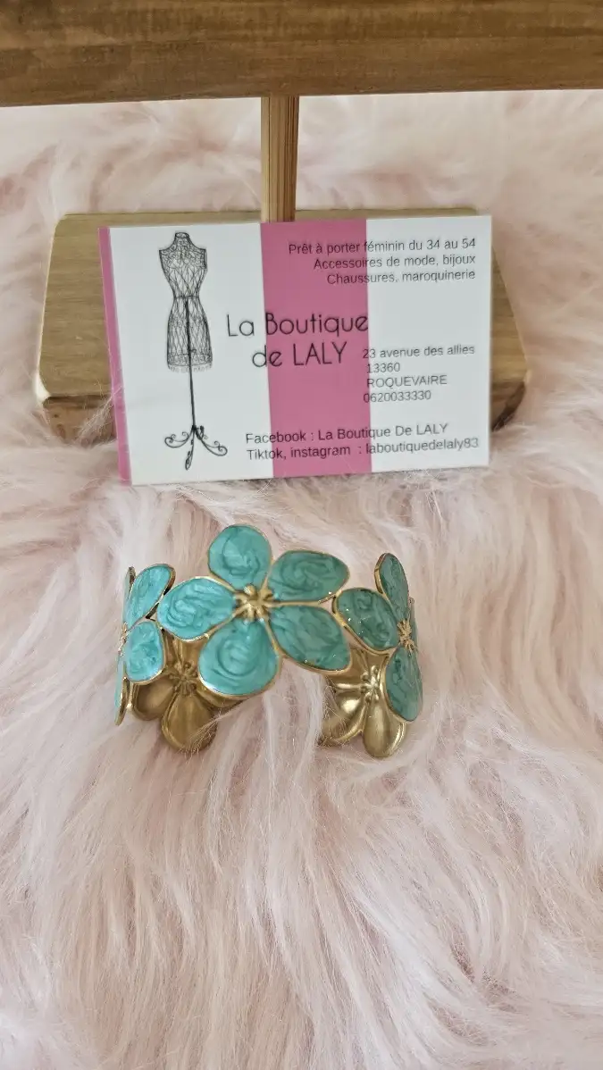 Manchettes fleurs  vert turquoise